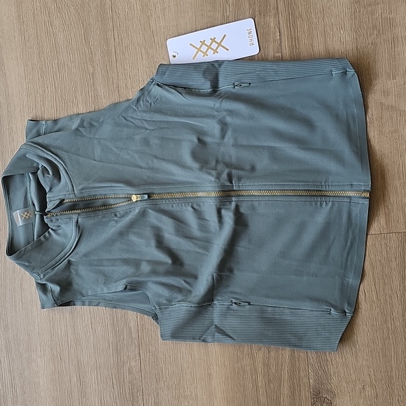 RHONE Green Smoke Revive Rib Zip Tank Size Small - Picture 4 of 7